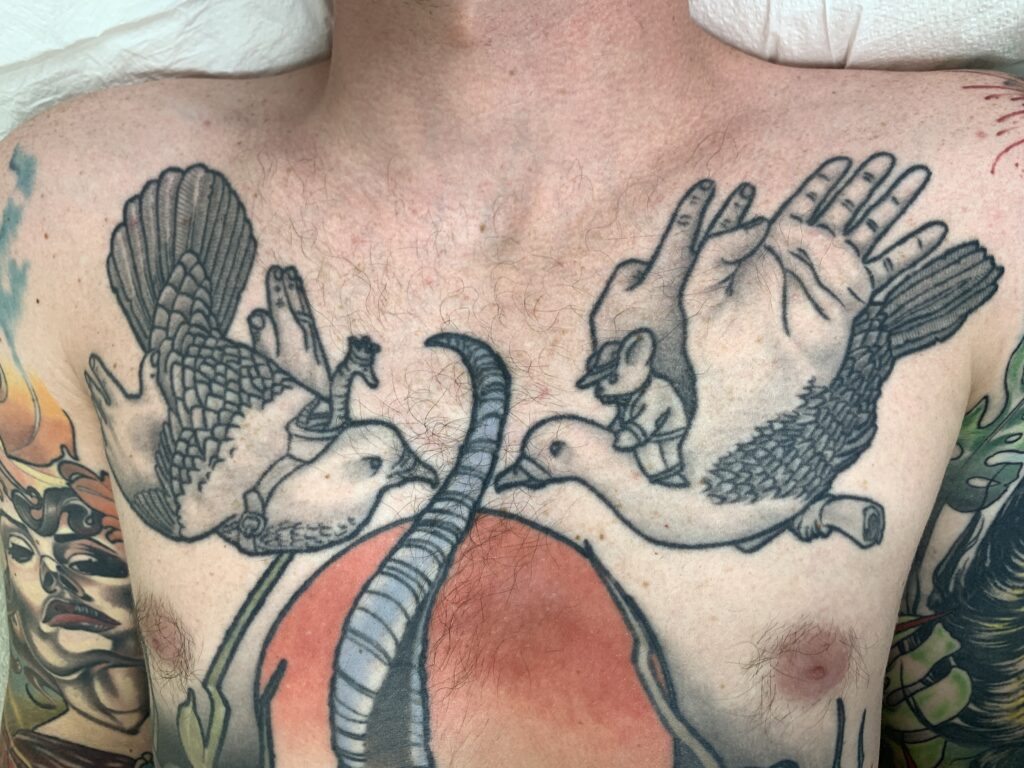 Milo Alfring, Tattoo Coverup, Original Chest Image