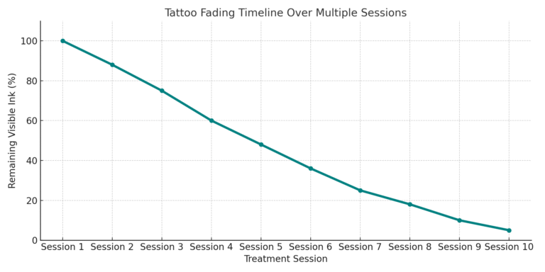tattoo fading timeline for how many sessions tattoo removal